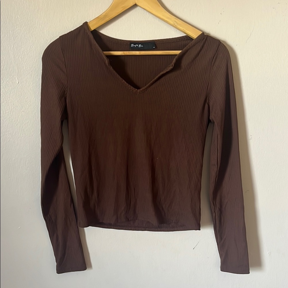 Brit and Bri Brown Long Sleeve Top